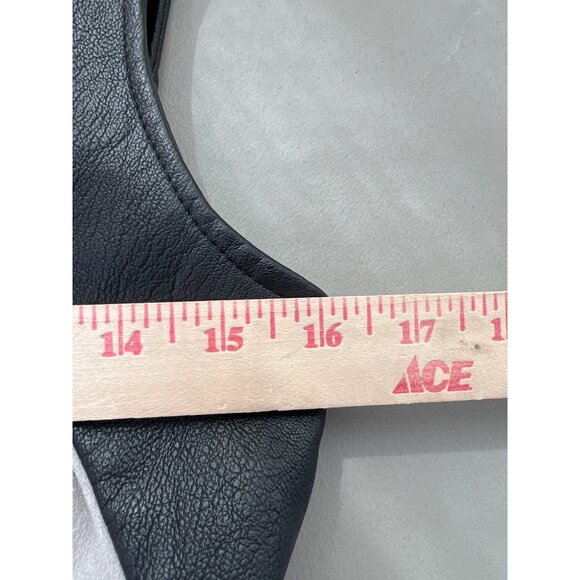 Blanc Noir Faux Leather Cardigan Vest Womens Small Zip Pockets Black Beige Moto - Picture 4 of 7